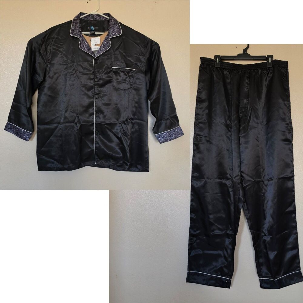 Steve Harvey 2 Pc Satin Pajama Set Long Sleeve Shirt Pants Size XXL Unworn READ
